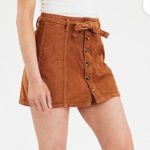 Corduroy a line button up skirt